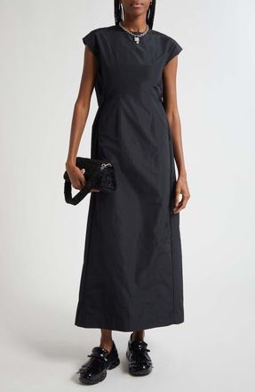 Simone Rocha Fitted Back Ruched Detail Chain Taffeta Maxi Dress in Black at Nordstrom, Size 0 Us