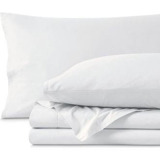 Bare Home 100% Organic Cotton Percale Cooling Sheet Set in White at Nordstrom, Size California King