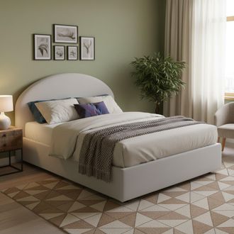 Dmora Dmora - Cama Matrimonial Dbon, Cama Contenedor Con Tapizado En Ecopiel, 100% Made In Italy, Apertura Frontal, Adecuado Para Colch&oacute;n Cm 160x200, Blanco