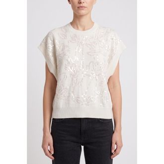 Brunello Cucinelli Womens Cashmere Blens Sequin Crew Neck Sweater Nwt, Size M