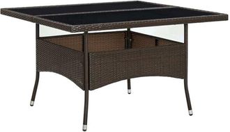 vidaXL Mesa De Comedor De Jard&iacute;n Rat&aacute;n Sint&eacute;tico Y Vidrio Marr&oacute;n Vidaxl