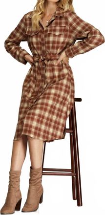 She + Sky Plaid Shirt Dress In Chestnut