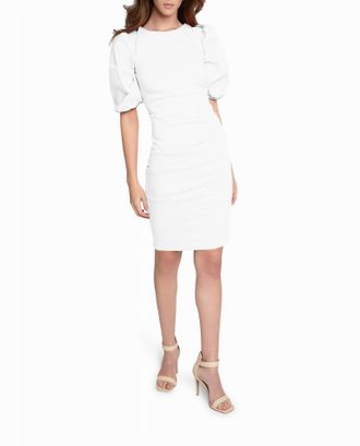 Nicole Miller Stretch Puff Sleeve Lauren Dress In White
