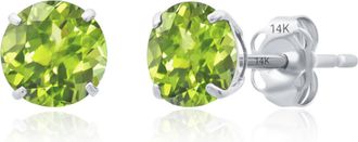 MAX + STONE 14k Yellow or White Gold 6mm Round Solitaire Gemstone Stud Earrings