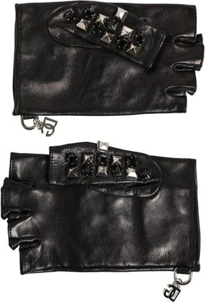 Dolce & Gabbana Short Gloves - Dames - Handschoenen - Zwart - ONE Size - Leer - Accessoires