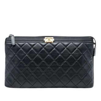 Chanel Pre-owned Clutches, female, Black, Size: ONE SIZE Pre-owned Quilted Clutch