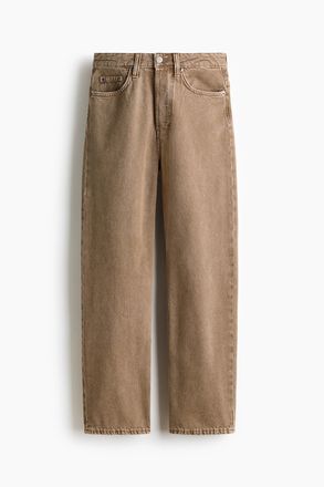 H&M Straight High Waist Ankle Jeans - Beige