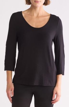 Patrizia Luca Three Quarter Sleeve Top in Black at Nordstrom Rack, Size X-Small