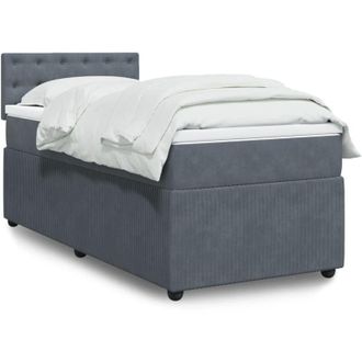 vidaXL Cama Box Spring Con Colch&oacute;n Terciopelo Gris Oscuro 90x200 Cm Vidaxl