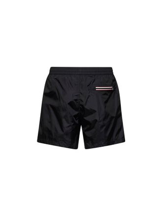 Moncler Mens Swim Shorts Technical Nylon Black Polyamide Beachwear Sea Clothing