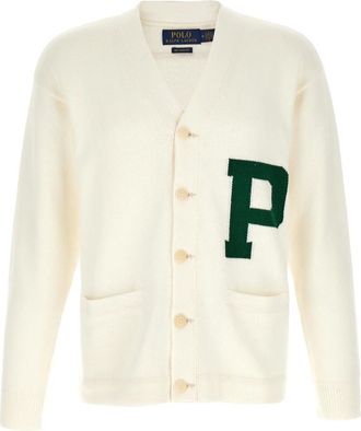 Polo Ralph Lauren Truien & Vesten, Heren, Wit, L, Katoen, Relaxed Fit Katoenen Letter Cardigan