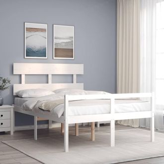 Berkfield Home Bed Frame with Headboard White 120x200 cm Solid Wood | Size: Small Double