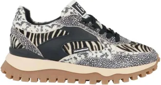 Van Bommel Schoenen, Dames, Zwart, 40 EU, Leer, Grommi Sneaker
