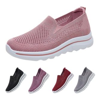 Generic Slip-On Walking Shoes for Womens Age 5.5 Casual Comfort Shoes, Woven Lightweight Breathable Mesh Sneakers with Soft Sole, Arch Support, Ladies Non Sli