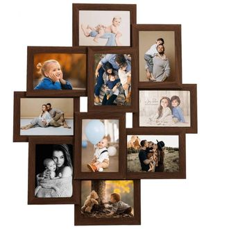 Berkfield Home Collage Photo Frame for 10x(10x15 cm) Picture Dark Brown MDF | Size: 10x15 cm