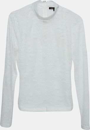 Maje White Floral Lace Semi Sheer Top
