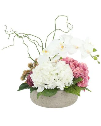 Creative Displays Inc. Handmade Faux Modern Centerpiece With Orchids & Hydrangeas