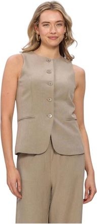 Ydence Gilet Mellie - Dames - Gillet - Beige - M - Leer - Kostuums