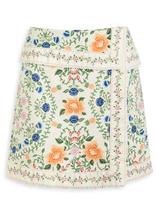 Farm Rio Folk Floral-print Cotton Mini Skirt - Multicoloured - 27 (W27 / UK8-10 / S)