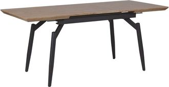 Beliani Beliani - Mesa de comedor extensible 140/180 x 80 cm tablero de mdf de madera oscura con patas negras de metal mesa de cocina moderna Barbosa