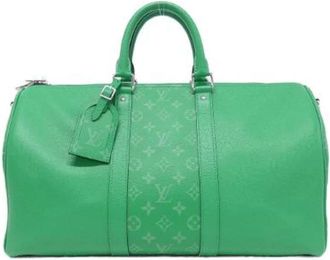 Louis Vuitton Pre-owned Taiga Rama Keepall Bandouliere Boston Bag - Dames - Vintage Weekendtas - Groen - ONE Size - Leer - Vintage