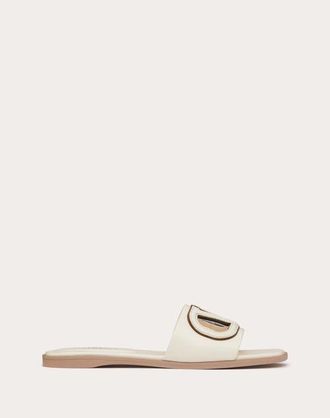 Valentino Garavani Sandalo Slide Vlogo Cut-Out In Vitello Donna AVORIO/ANTIQUE BRASS 41.5