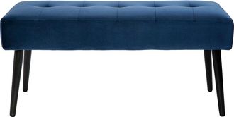 Miliboo Miliboo - Banco De Dise&ntilde;o Capiton&eacute; De Terciopelo Azul Noche Y Metal Negro 95 Cm Guesta