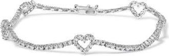 House of Brilliance 14K White Gold 1 1/2 Cttw Diamond Heart Station Strand Bracelet - 7.5 Inches at Nordstrom