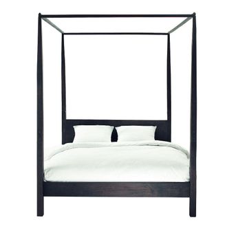 Maisons du monde Cama con dosel de madera de acacia maciza wengu&eacute; 160x200 cm