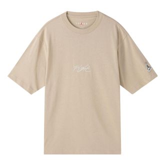 Nike Mens Jordan Flight Essentials Embroidered Logo Sports Round Neck Short Sleeve Apricot Color T-Shirt DA9890-245