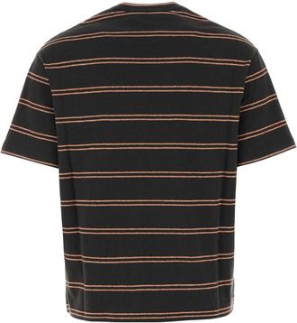 Jil Sander Womens Striped Cotton T-Shirt Black