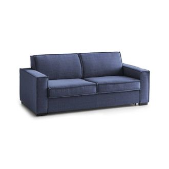 Dmora Sof&aacute; Fijo Daalder, Sof&aacute; De 2 Plazas, 100% Made In Italy, Sof&aacute; De Sal&oacute;n En Tela, Con Reposabrazos Est&aacute;ndar, Cm 180x95h90, Azul - Dmora