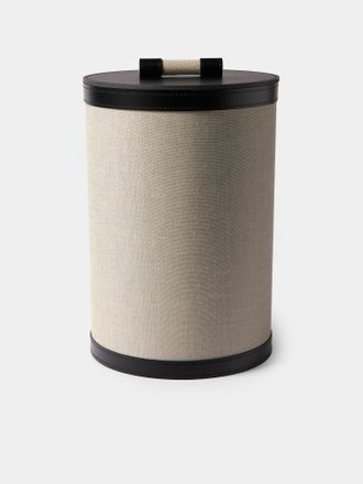 Pinetti Penelope Leather and Canvas Lidded Wastepaper Basket