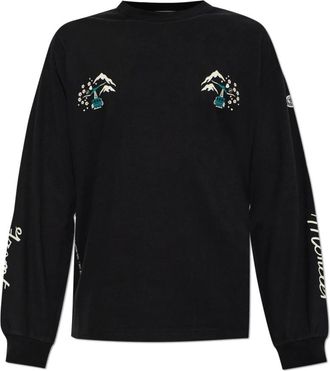 Moncler Long Sleeve T-Shirt - Heren - Longsleeves - Zwart - S - Katoen - Tops