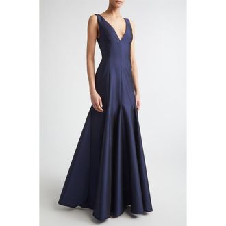 Bernadette Aurelia V-Neck Stretch Mermaid Gown in Midnight Blue at Nordstrom, Size 4 Us