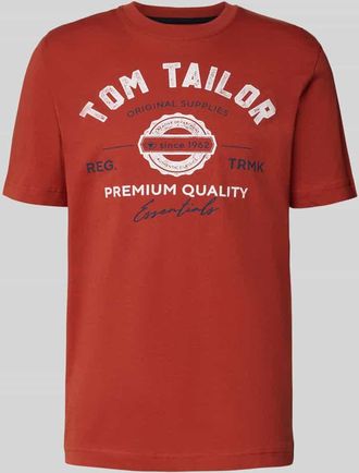 Tom Tailor Regular Fit T-Shirt aus reiner Baumwolle in Dunkelrot, Größe XXXL