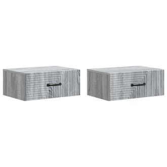 vidaXL Mesita De Noche De Pared 2 Pcs Gris Sonoma 49 X 34,5 X 20 Cm Vidaxl