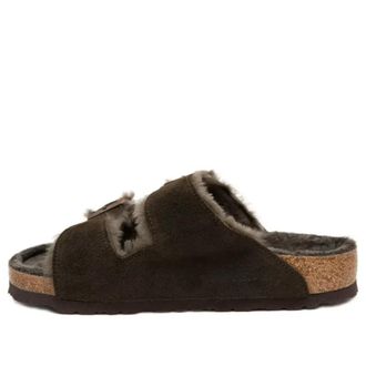 Birkenstock Arizona Shearling Suede Leather Narrow Fit Sandals Mocha 1020528