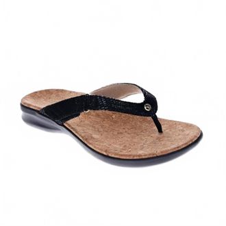 Revere Comfort Shoes Womens Napoli Sandal In Black Lizard