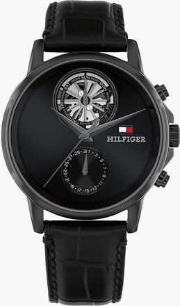 Tommy Hilfiger Mens 40MM Leather Strap Dress Watch - Black
