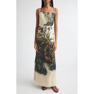 Johanna Ortiz Andean Mythology Maxi Dress in Ecru /Green at Nordstrom, Size 10