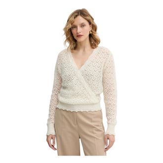 Twinset Truien & Vesten, Dames, Beige, M, Wol, V-hals Top met Knopen