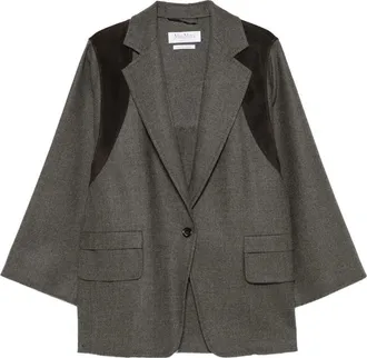 Max Mara Suede-panel Notched-lapel Jacket