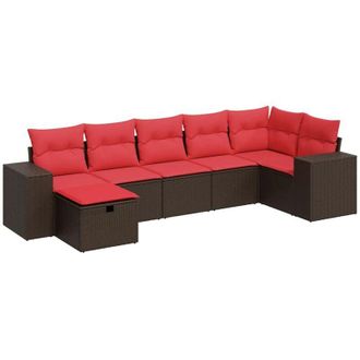 vidaXL Vidaxl - Set Divani da Giardino 7 pz con Cuscini Marrone in Polyrattan