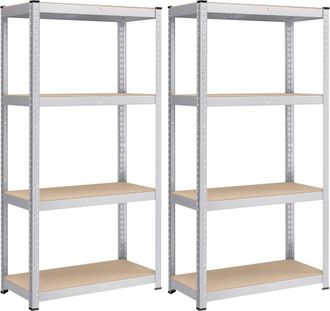 Songmics 2 estanter&iacute;as pesadas de 40 x 80 x 160 cm de color plata