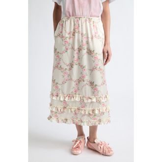 Simone Rocha Ruffle Frill Hem Easy Skirt in Cream at Nordstrom, Size 12
