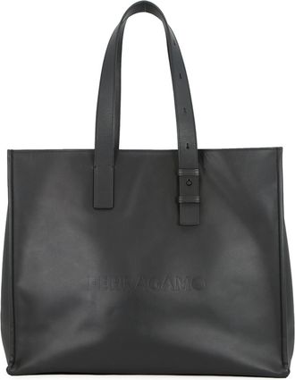 Ferragamo Black Leather Handbag Tote Bag (Pre-Owned)