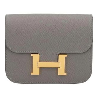 Herm&egrave;s Pre-owned Constance Slim Portemonnee - Dames - Pre-owned - Grijs - Maat: ONE Size Leer