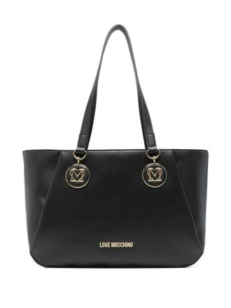 Love Moschino logo-plaque tote bag - Black