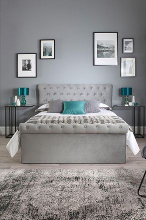 Aspire Home Accents Chesterfield Ottoman Bed Grey | Size: Double
